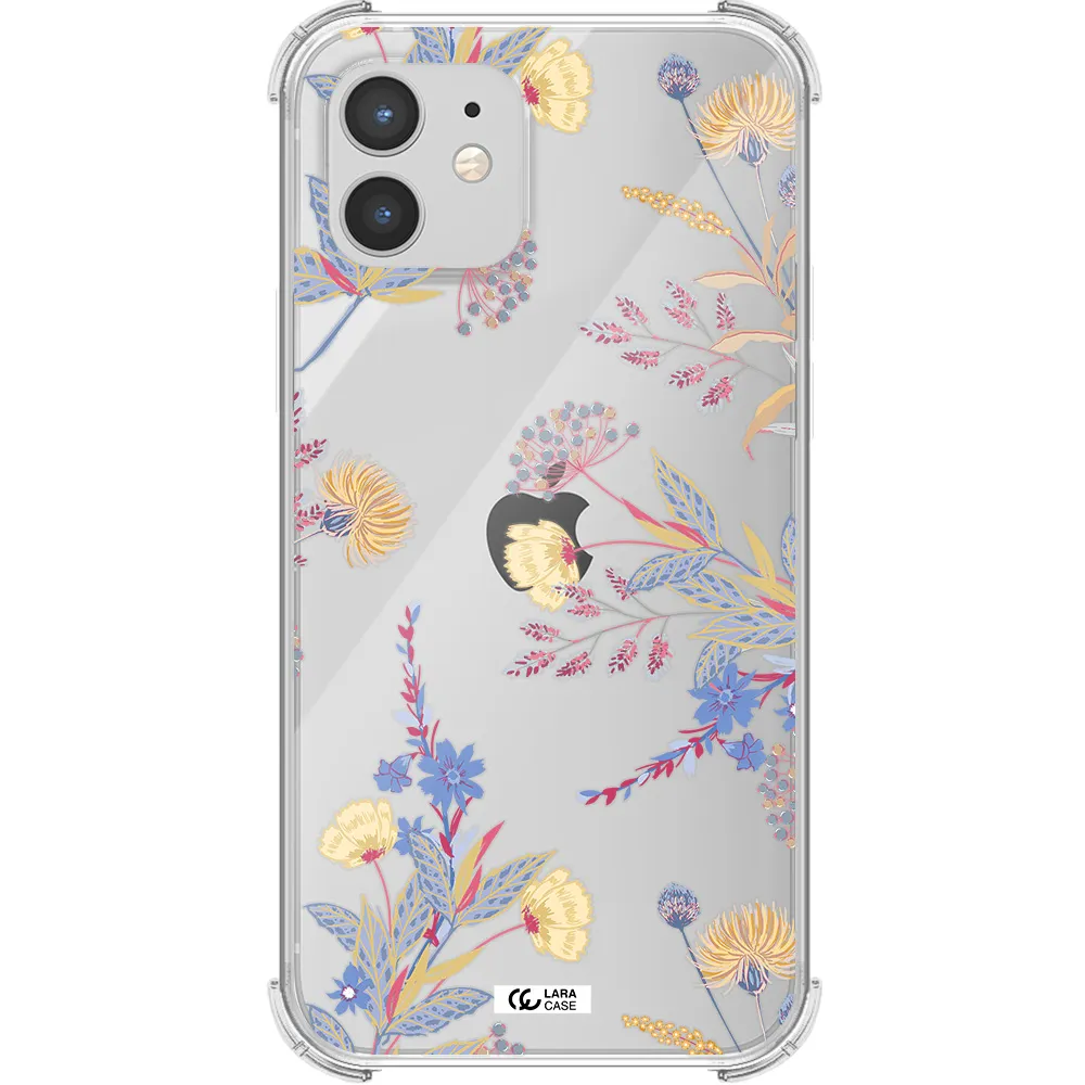 Pastel Fall Flowers Apple iPhone 12 Clear PC Case