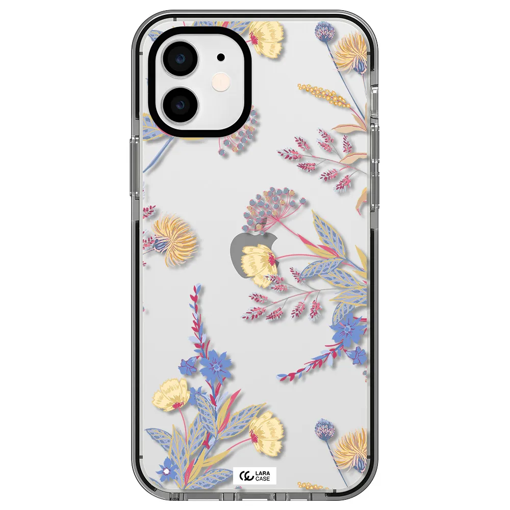 Pastel Fall Flowers Apple iPhone 12 impact black border Case