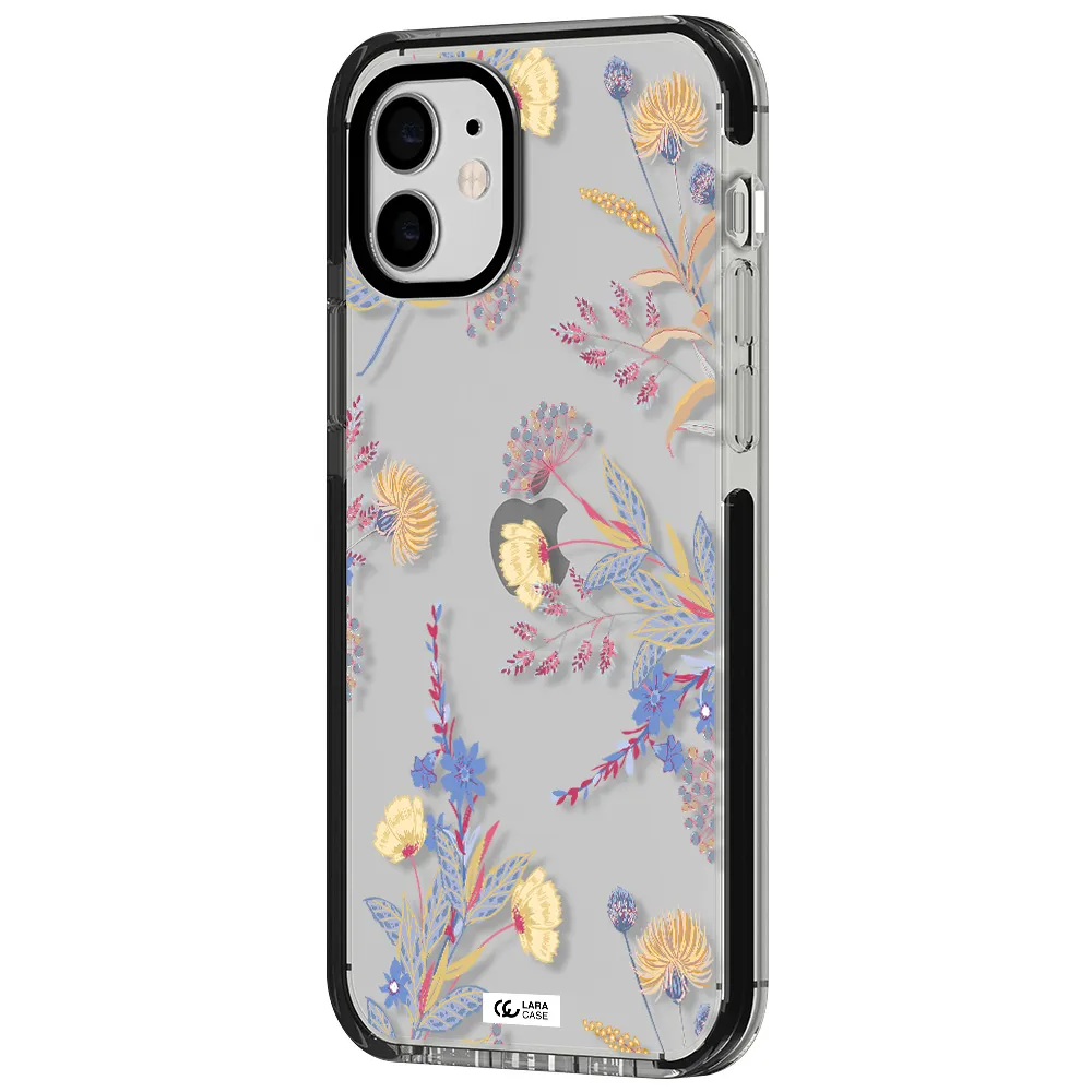 Pastel Fall Flowers Apple iPhone 12 impact black border Case