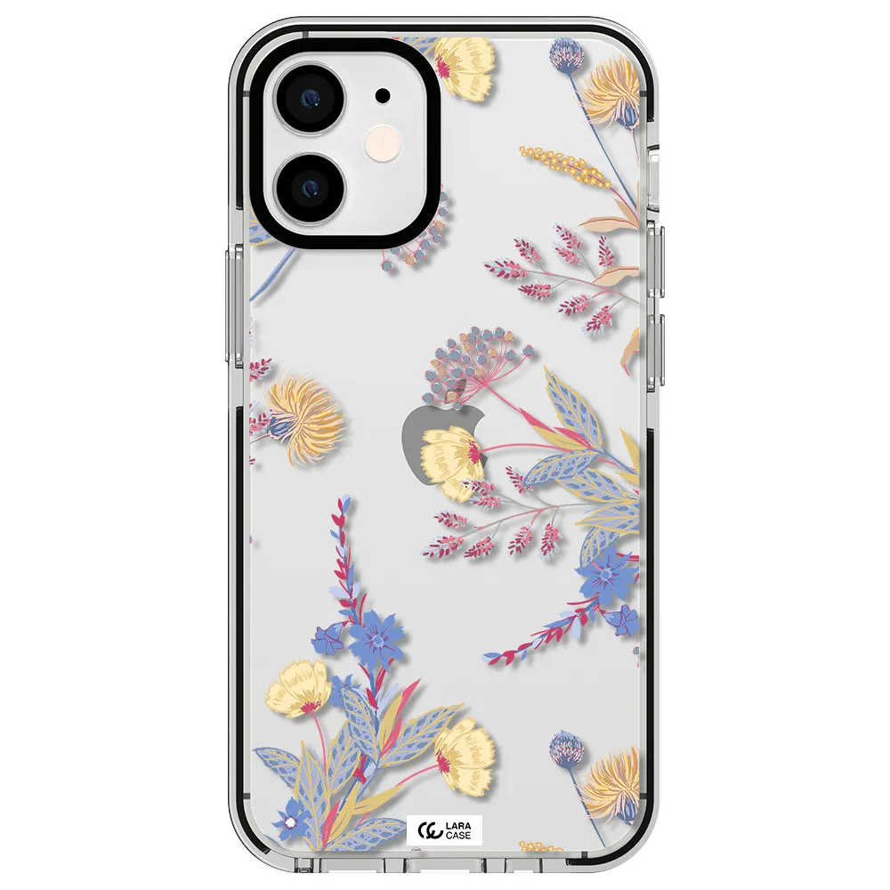 Pastel Fall Flowers Apple iPhone 12 mini impact black border Case