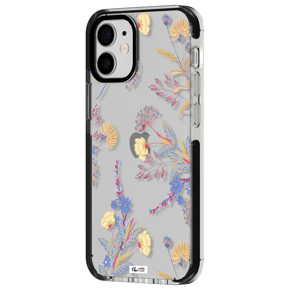 Pastel Fall Flowers Apple iPhone 12 mini impact black border Case