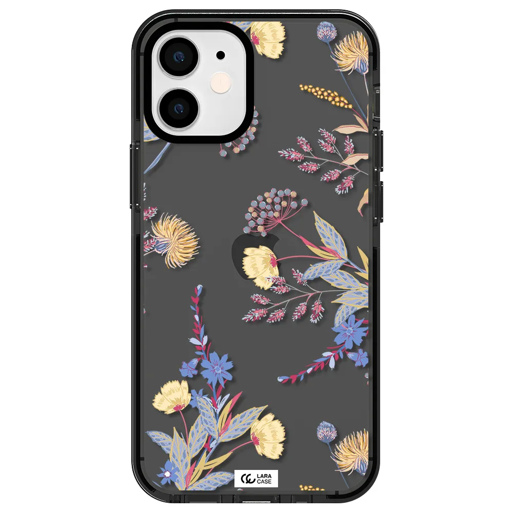 Pastel Fall Flowers Apple iPhone 12 mini impact Smoke Black Case