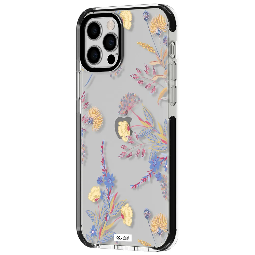 Pastel Fall Flowers Apple iPhone 12 pro impact black border Case