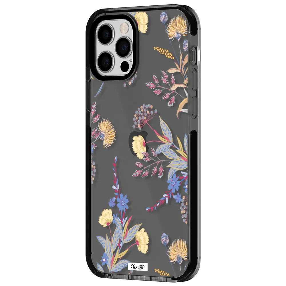 Pastel Fall Flowers Apple iPhone 12 pro impact Smoke Black Case
