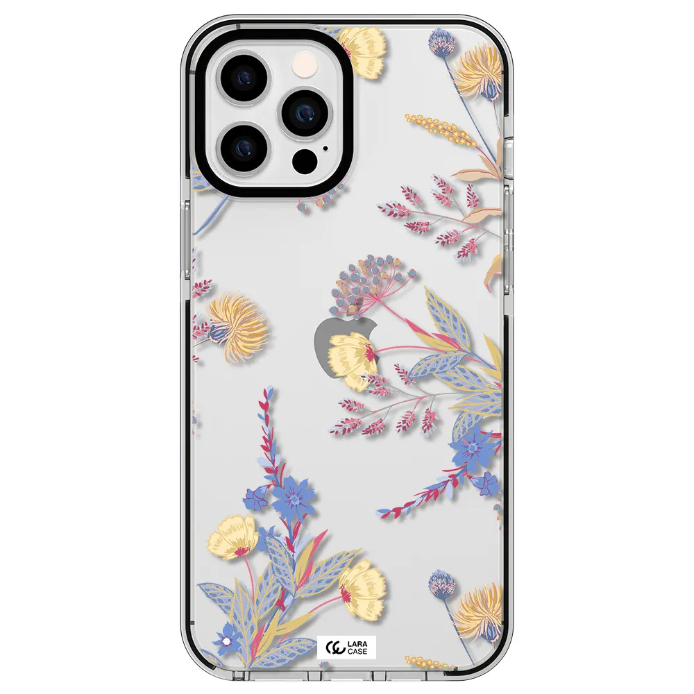 Pastel Fall Flowers Apple iPhone 12 pro max impact black border Case