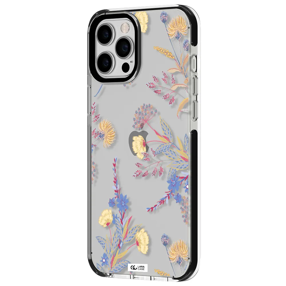 Pastel Fall Flowers Apple iPhone 12 pro max impact black border Case