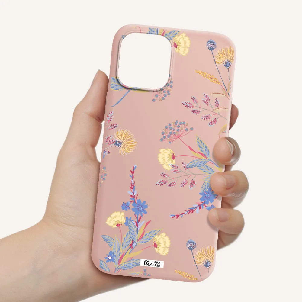 Pastel Fall Flowers Apple iPhone 12 pro max Silicone pastel pink Case