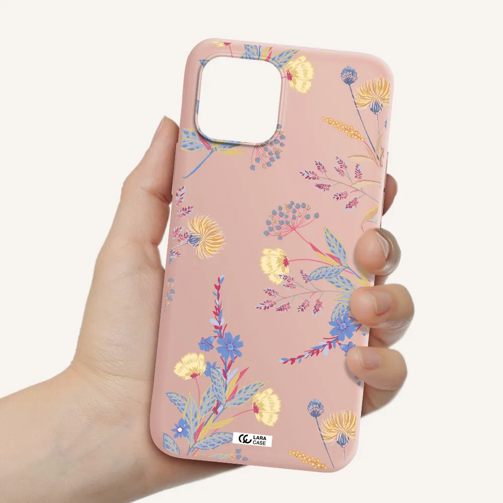 Pastel Fall Flowers Apple iPhone 12 Silicone pastel pink Case