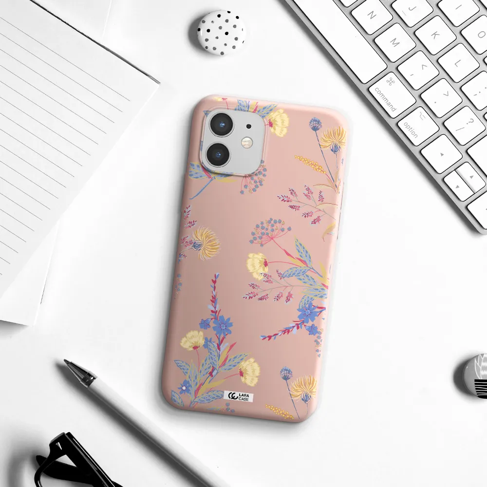 Pastel Fall Flowers Apple iPhone 12 Silicone pastel pink Case