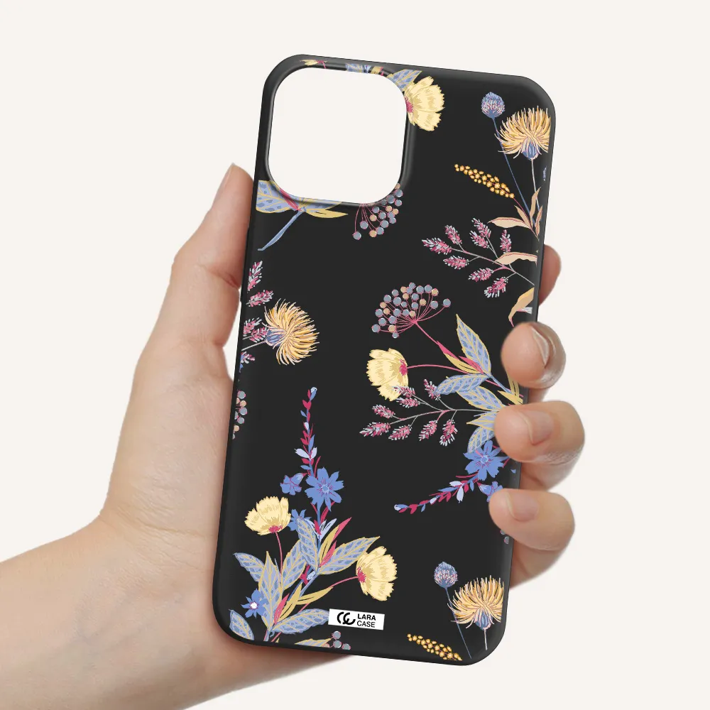 Pastel Fall Flowers Apple iPhone 13 mini Silicone black Case