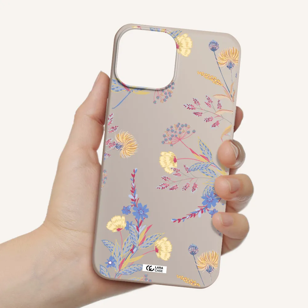 Pastel Fall Flowers Apple iPhone 13 mini Silicone Stone Case
