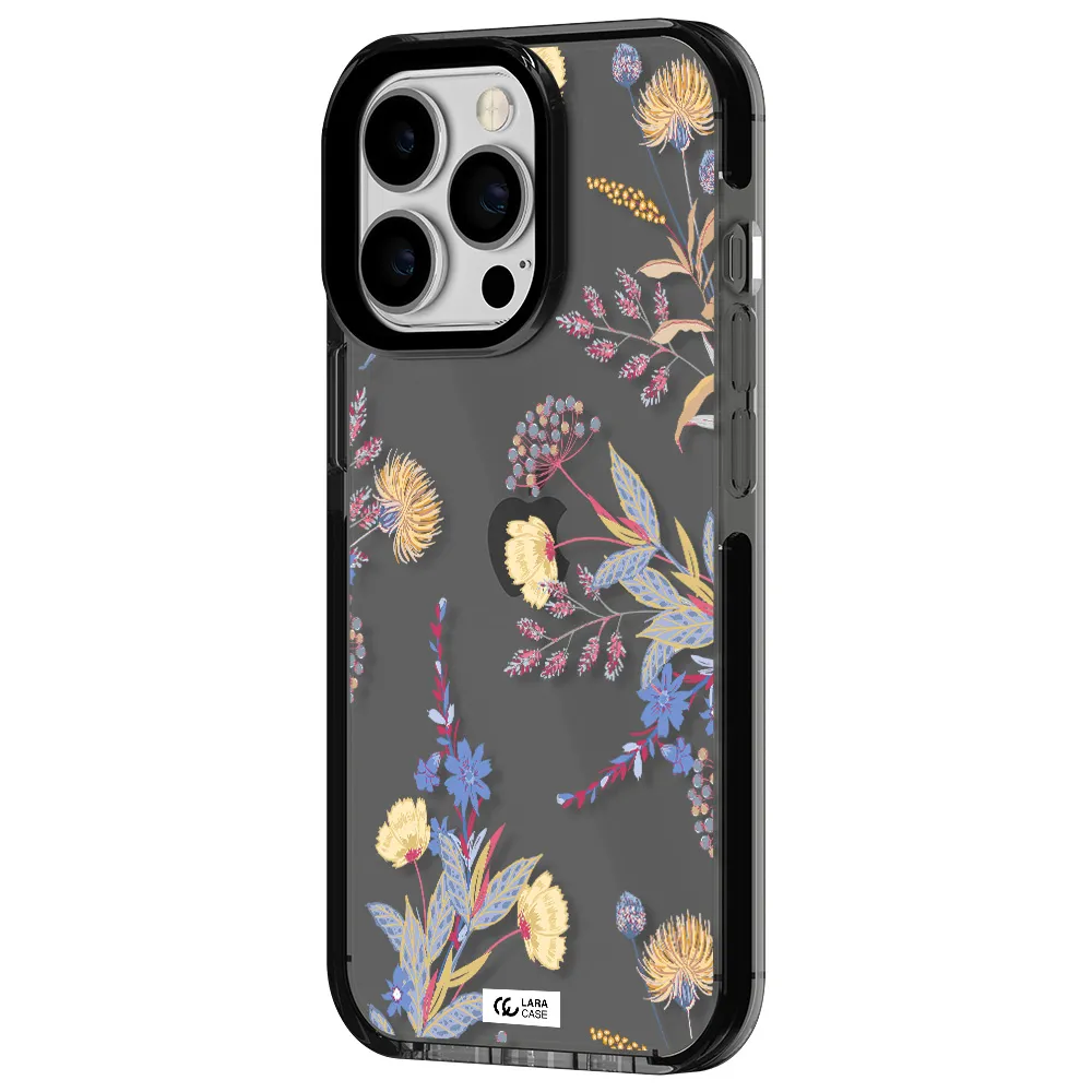 Pastel Fall Flowers Apple iPhone 13 Pro impact Smoke Black Case
