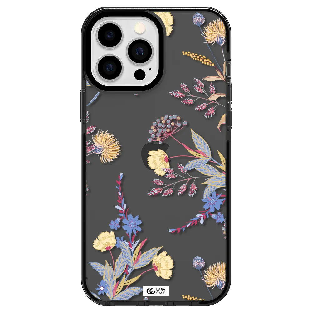 Pastel Fall Flowers Apple iPhone 13 Pro Max impact Smoke Black Case
