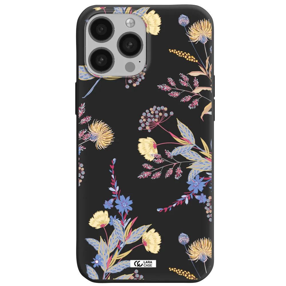 Pastel Fall Flowers Apple iPhone 13 Pro Max Silicone black Case