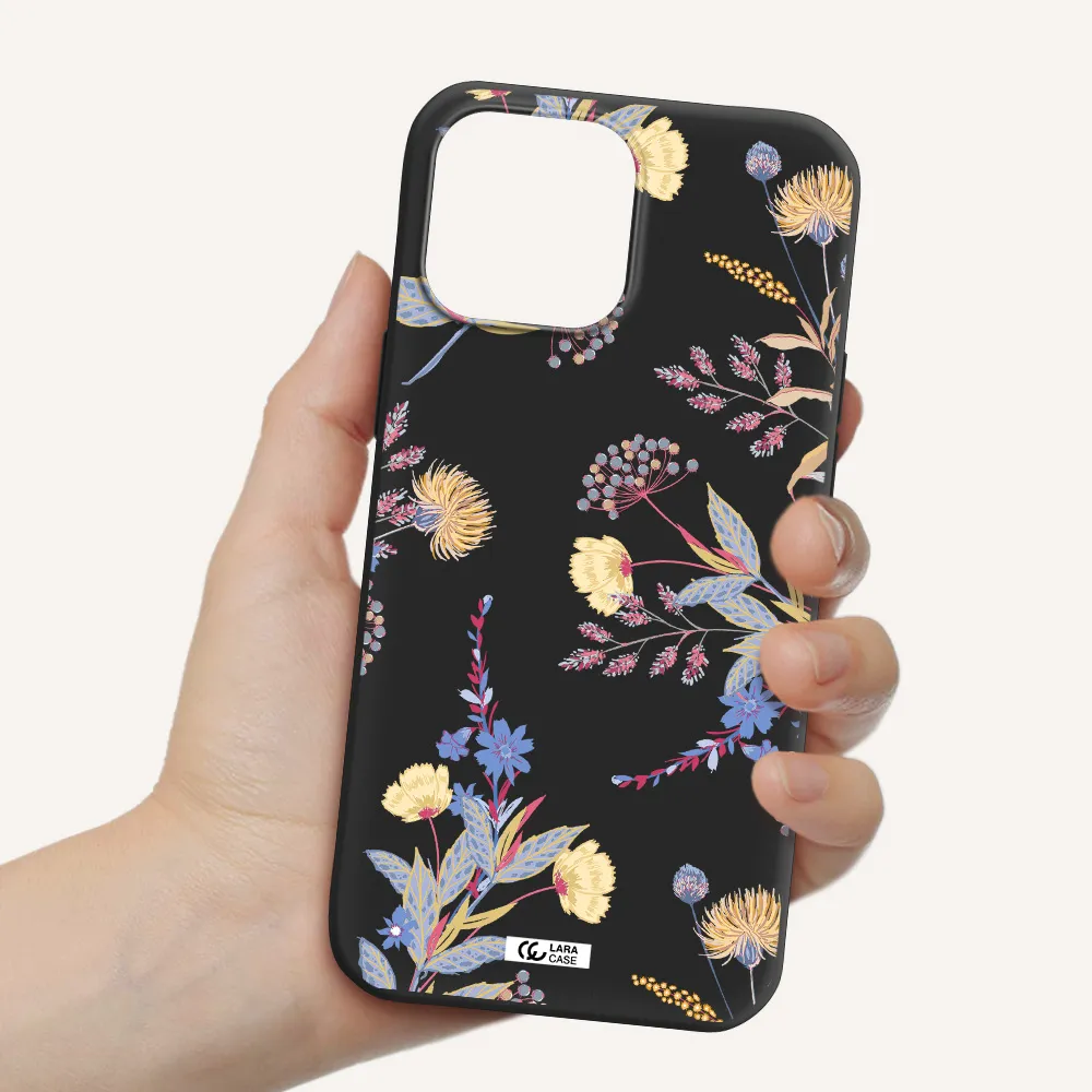 Pastel Fall Flowers Apple iPhone 13 Pro Max Silicone black Case