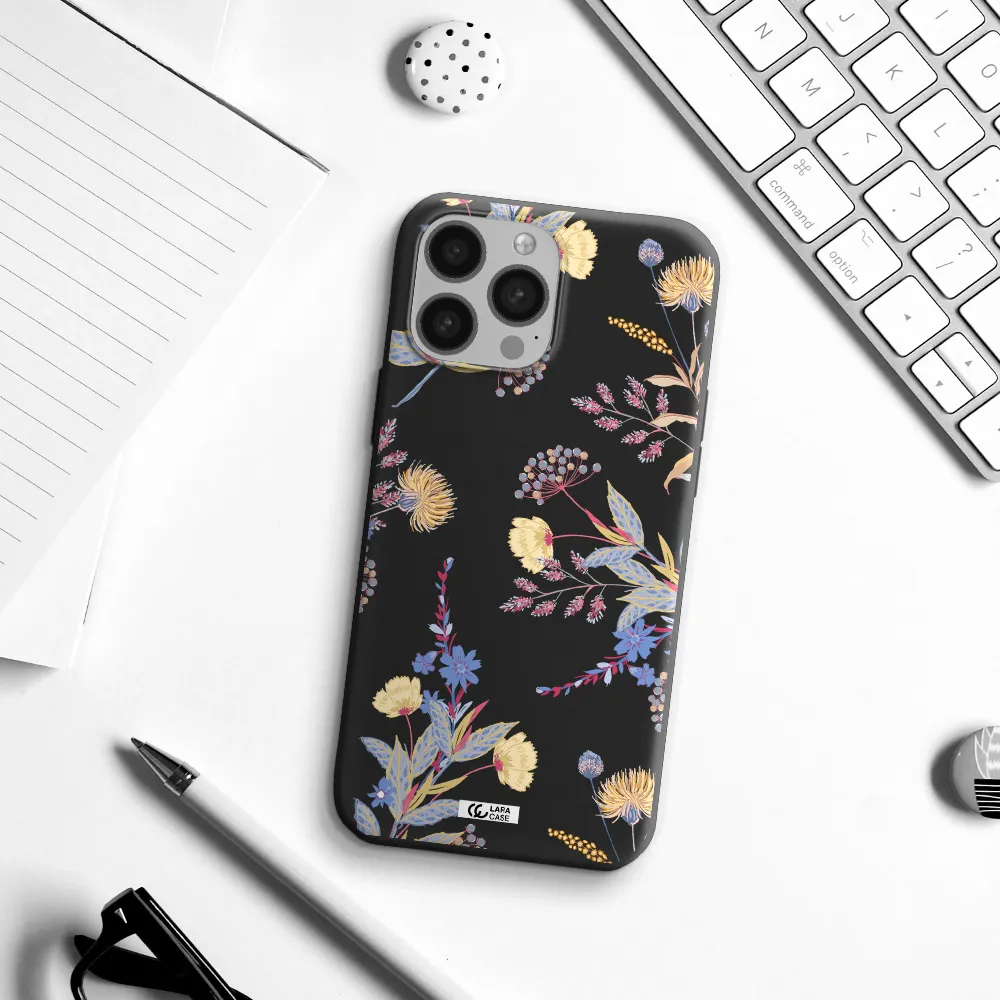 Pastel Fall Flowers Apple iPhone 13 Pro Max Silicone black Case