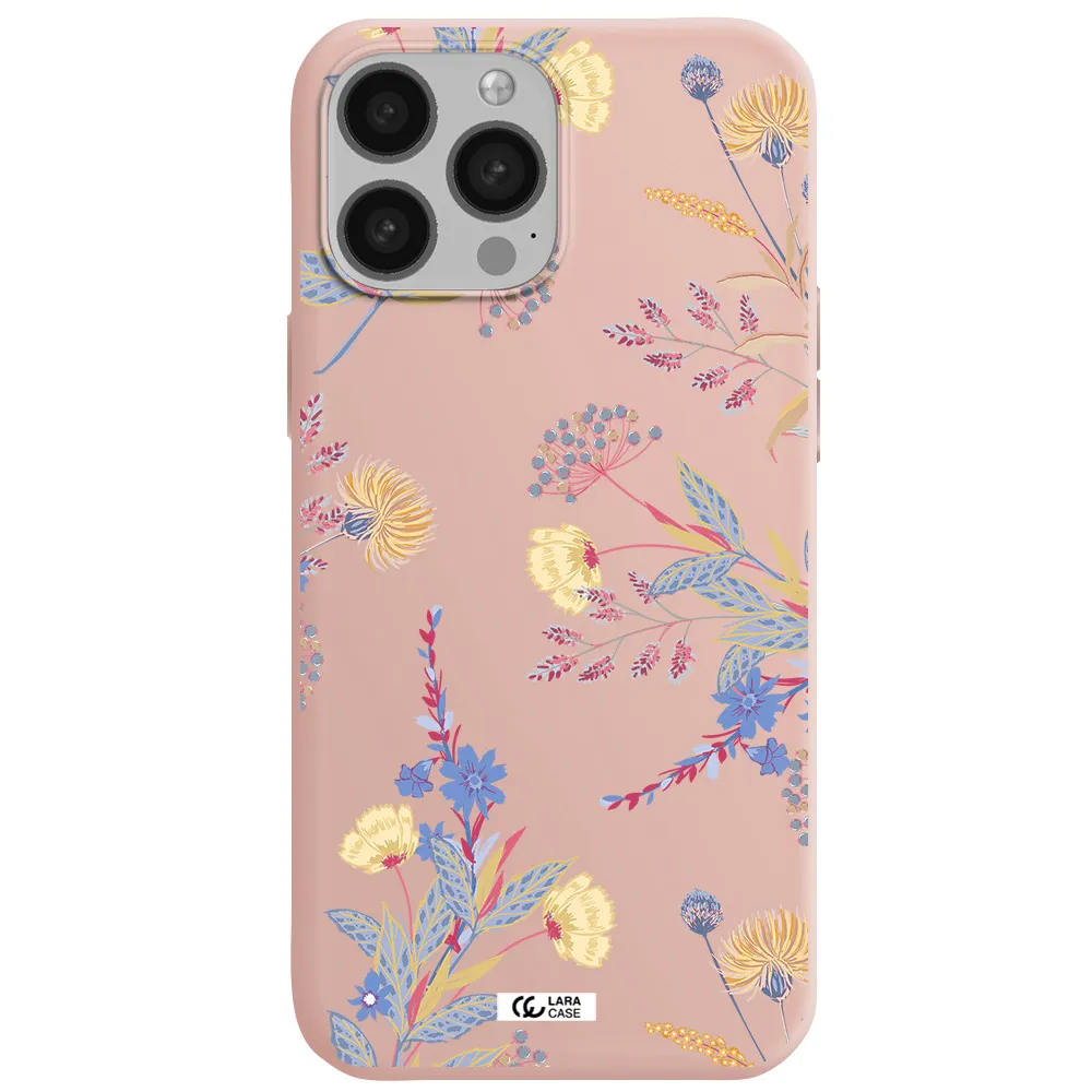 Pastel Fall Flowers Apple iPhone 13 Pro Max Silicone pastel pink Case
