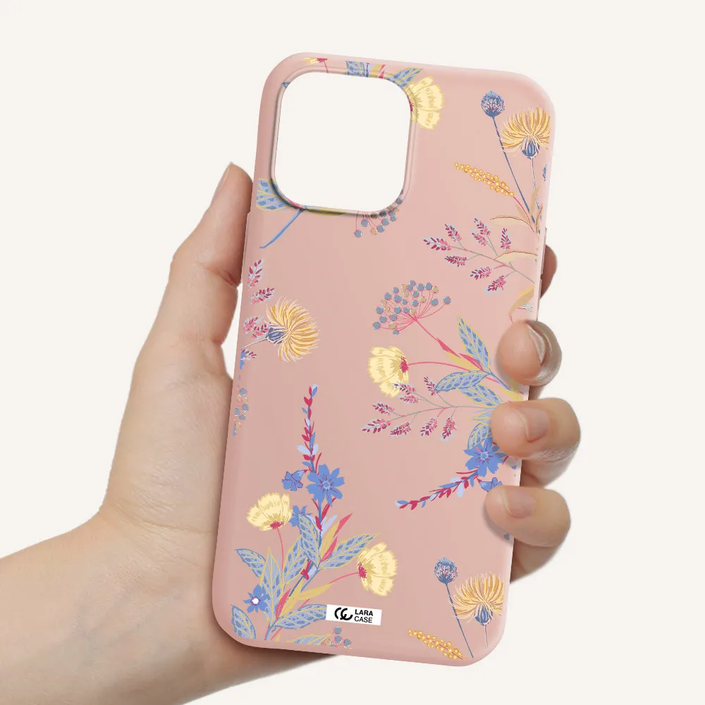 Pastel Fall Flowers Apple iPhone 13 Pro Max Silicone pastel pink Case