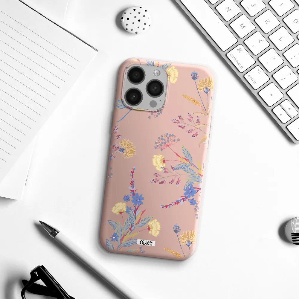 Pastel Fall Flowers Apple iPhone 13 Pro Max Silicone pastel pink Case