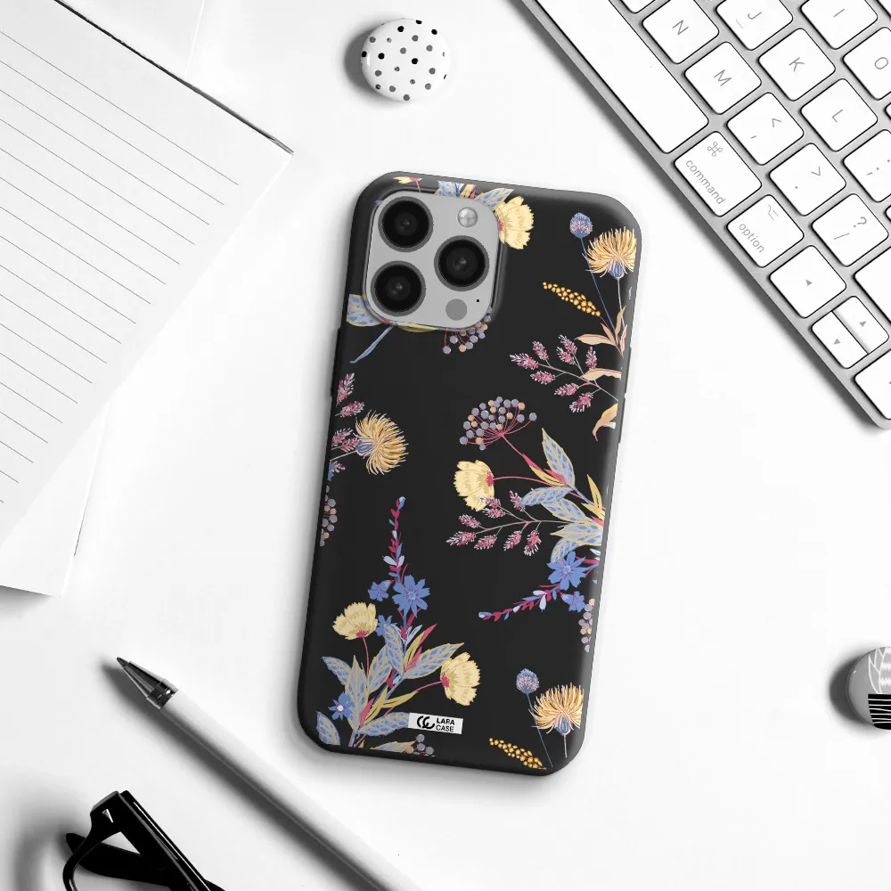 Pastel Fall Flowers Apple iPhone 13 Pro Silicone black Case