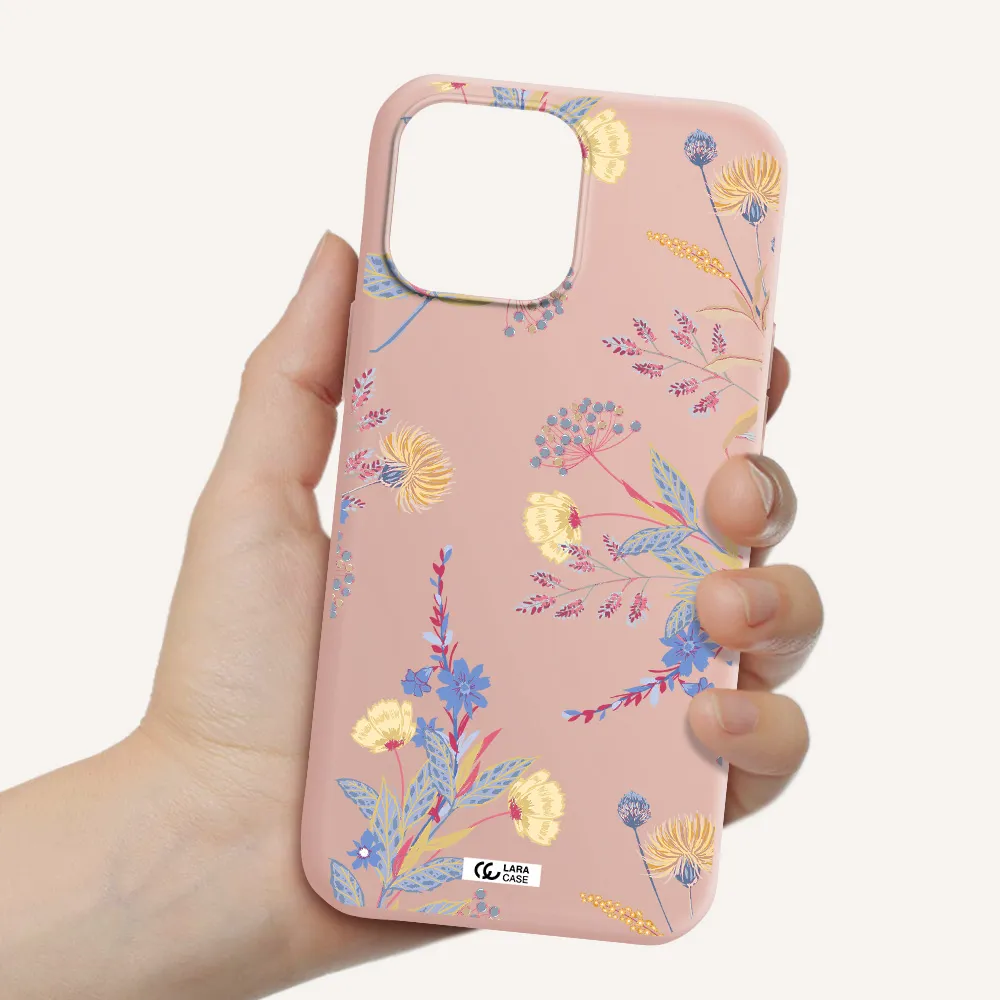 Pastel Fall Flowers Apple iPhone 13 Pro Silicone pastel pink Case