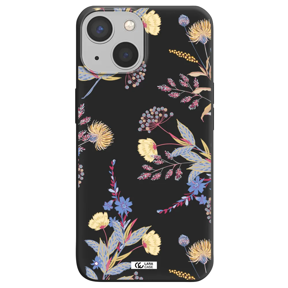 Pastel Fall Flowers Apple iPhone 13 Silicone black Case