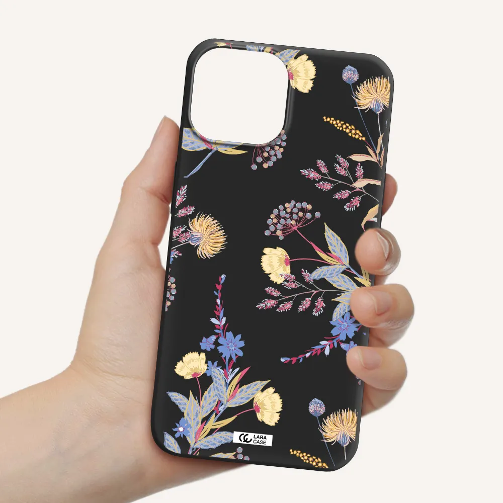 Pastel Fall Flowers Apple iPhone 13 Silicone black Case