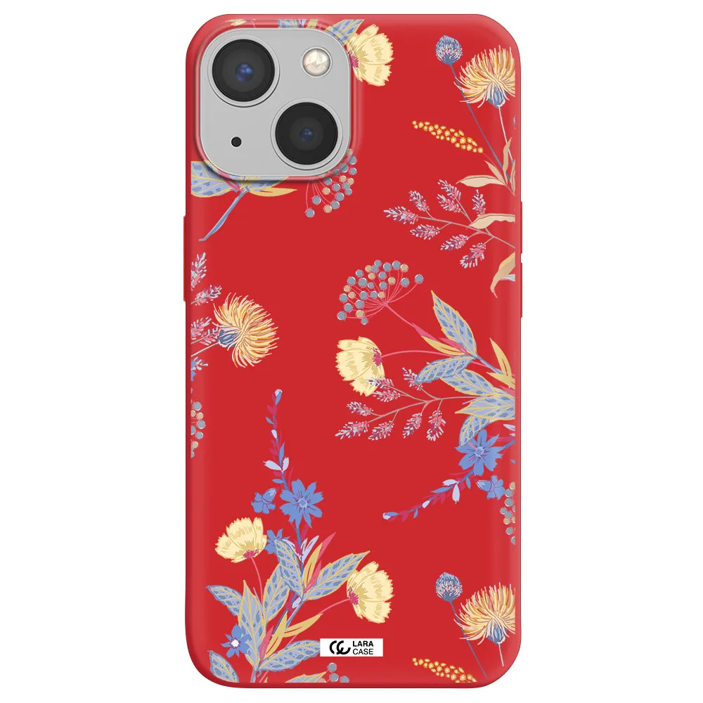 Pastel Fall Flowers Apple iPhone 13 Silicone Imperial Red Case