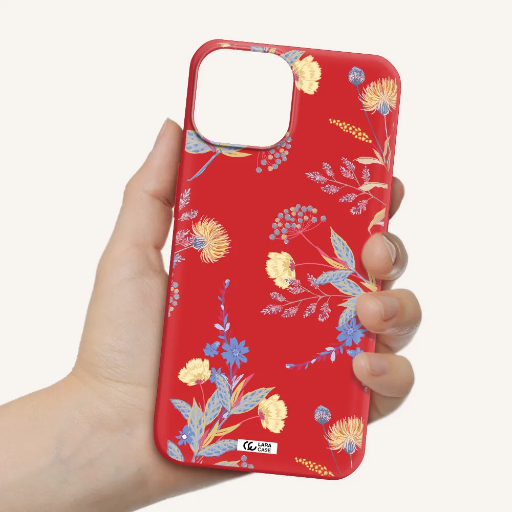 Pastel Fall Flowers Apple iPhone 13 Silicone Imperial Red Case