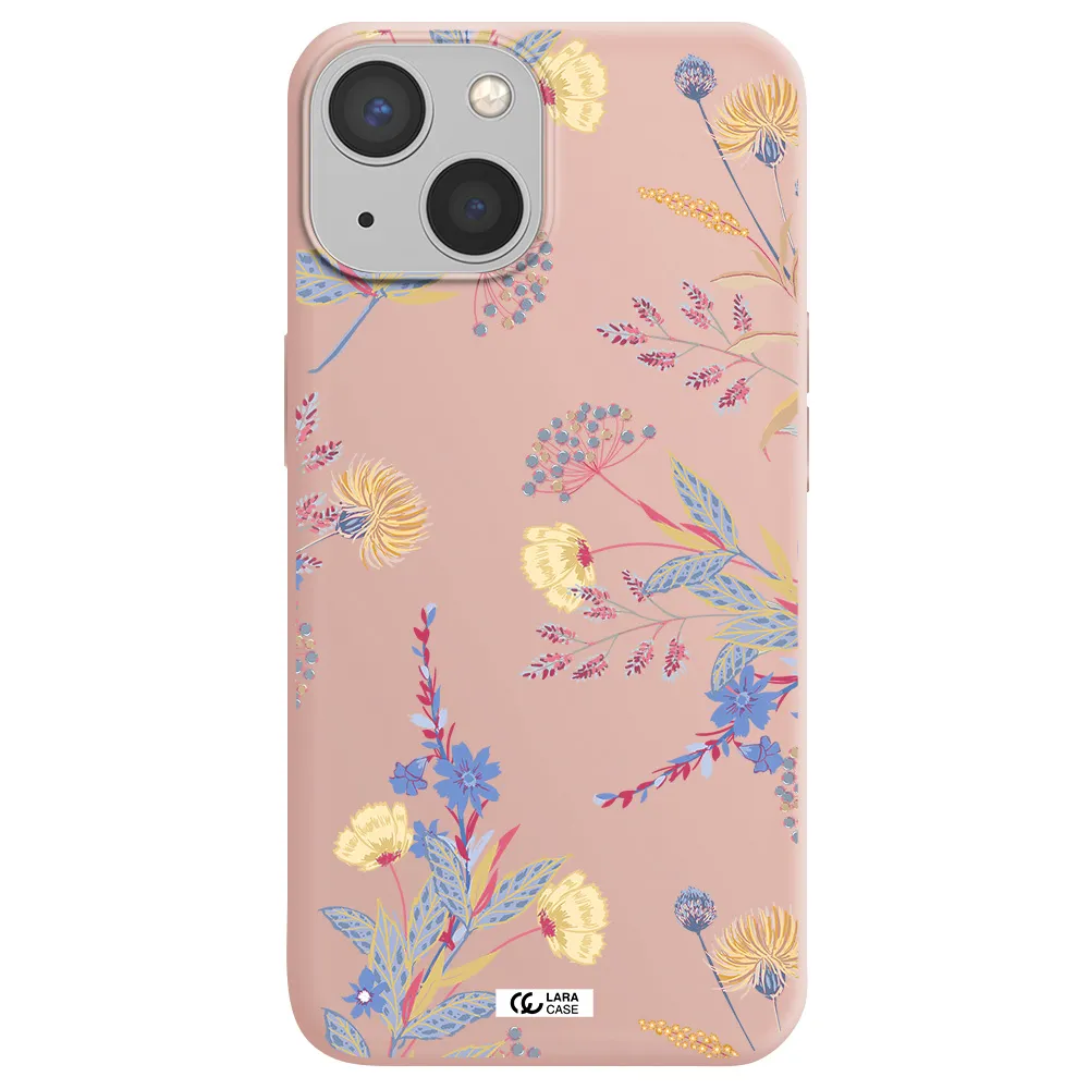 Pastel Fall Flowers Apple iPhone 13 Silicone pastel pink Case