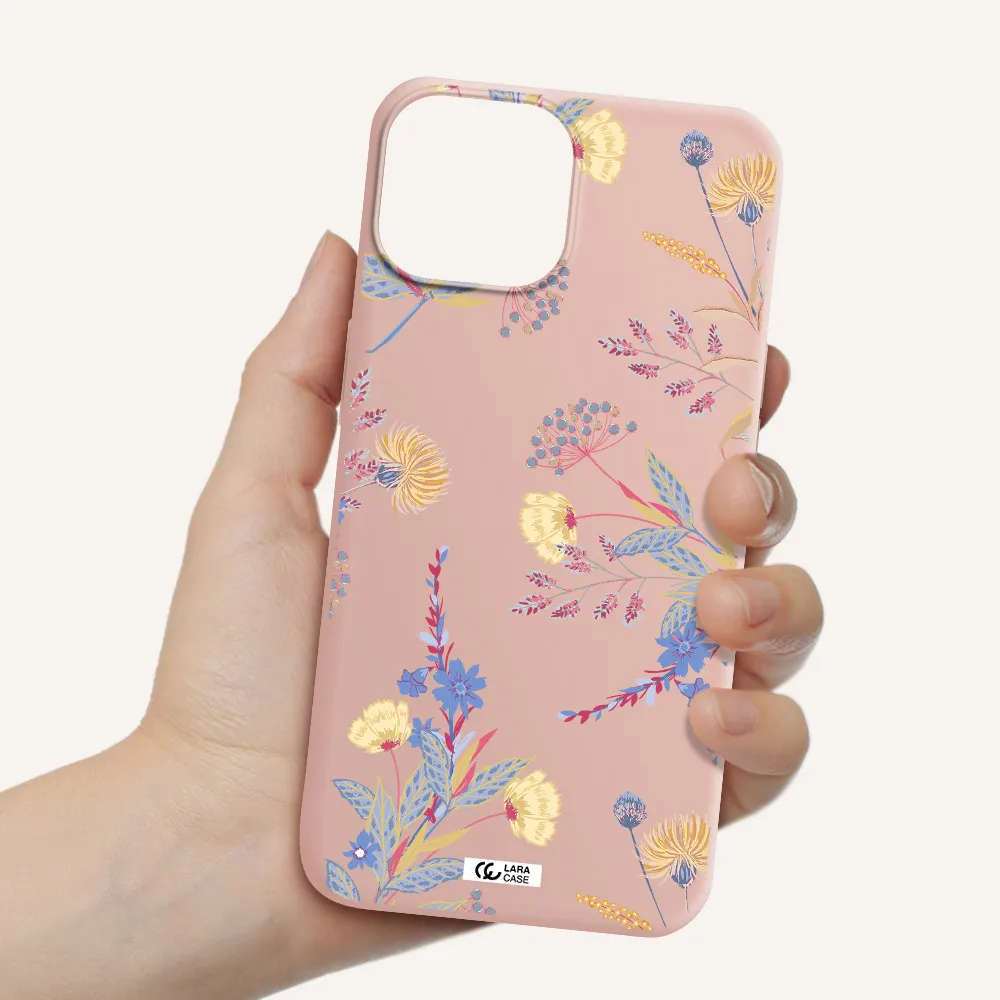 Pastel Fall Flowers Apple iPhone 13 Silicone pastel pink Case