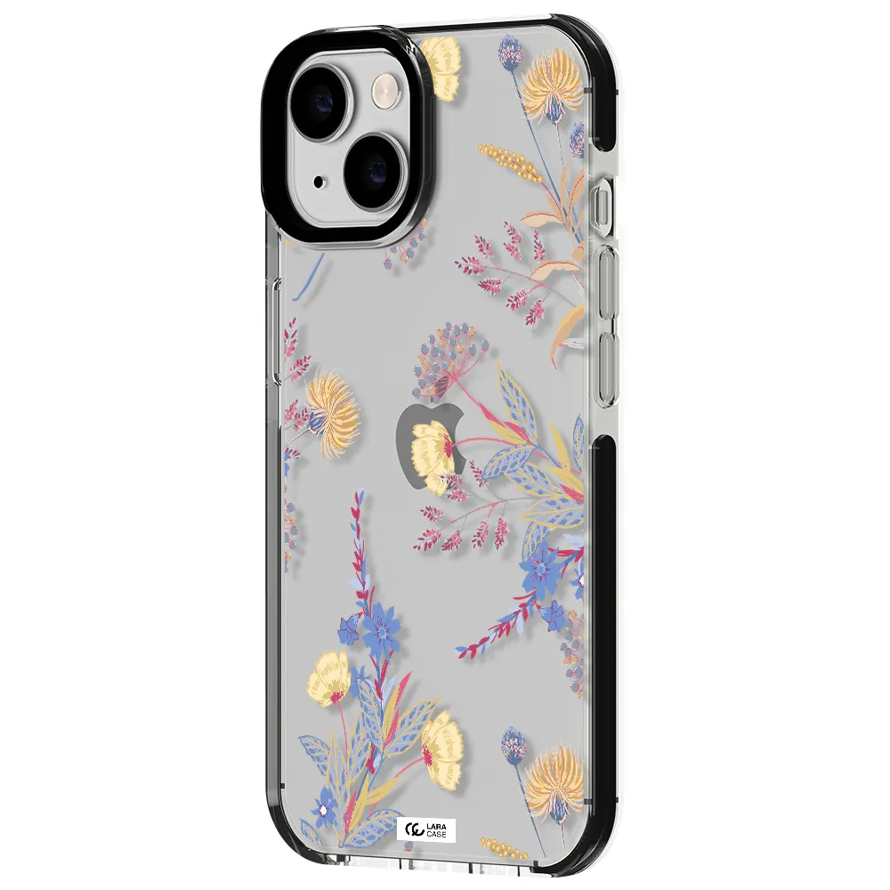 Pastel Fall Flowers Apple iPhone 14 impact black border Case