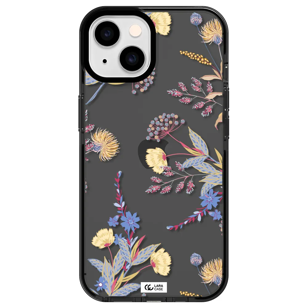 Pastel Fall Flowers Apple iPhone 14 impact Smoke Black Case
