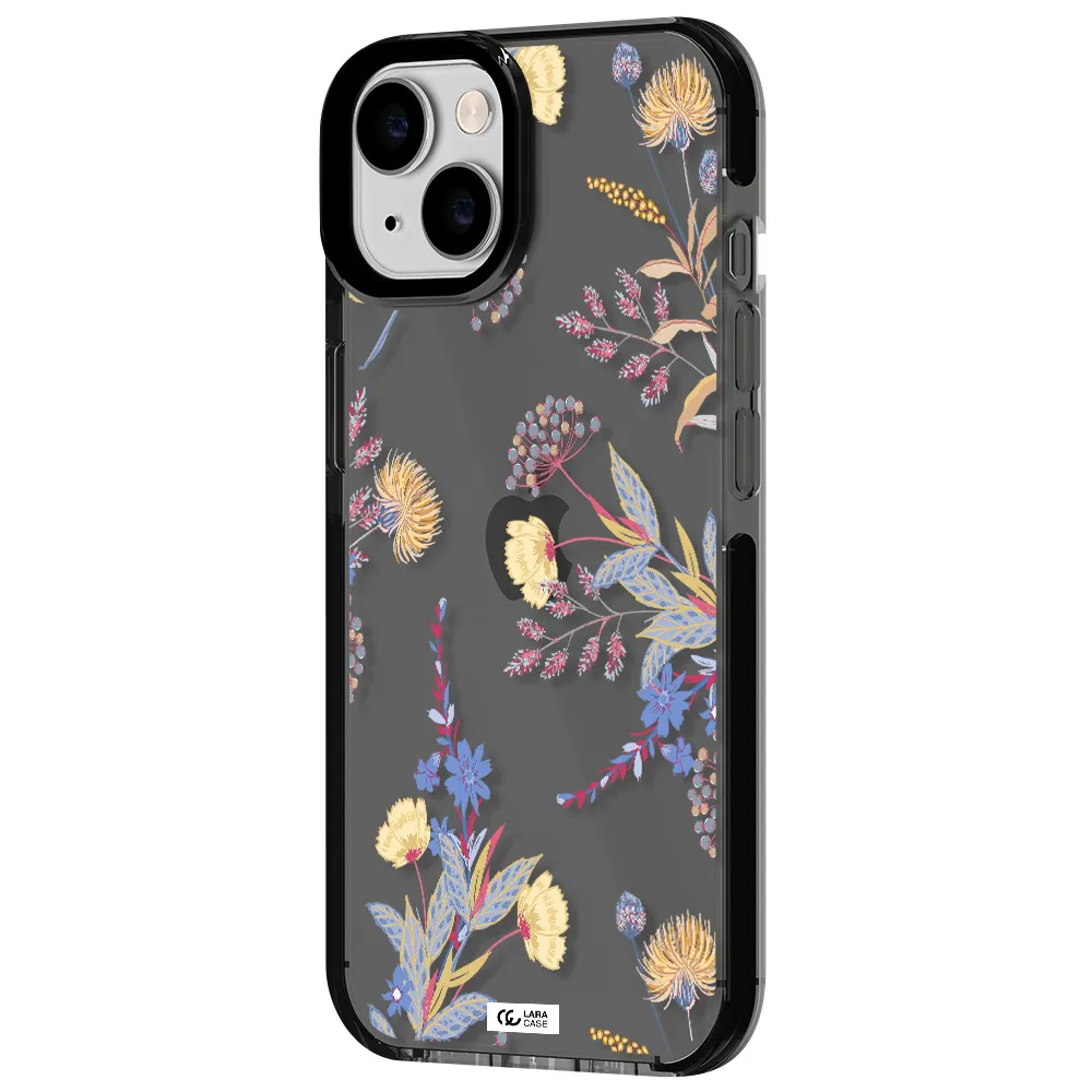 Pastel Fall Flowers Apple iPhone 14 impact Smoke Black Case