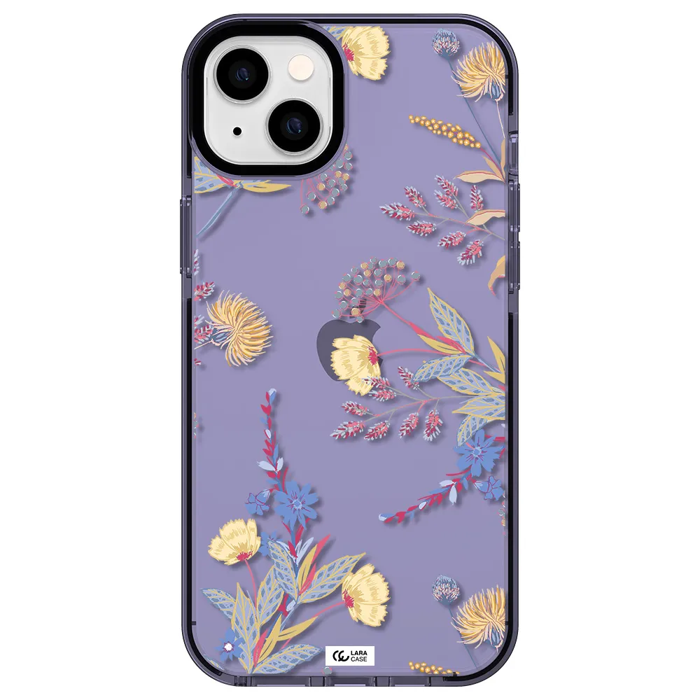 Pastel Fall Flowers Apple iPhone 14 plus impact Lilac Case