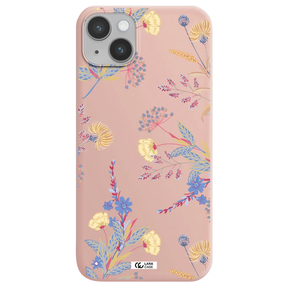 Pastel Fall Flowers Apple iPhone 14 plus Silicone pastel pink Case