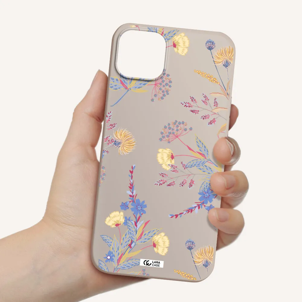 Pastel Fall Flowers Apple iPhone 14 plus Silicone Stone Case