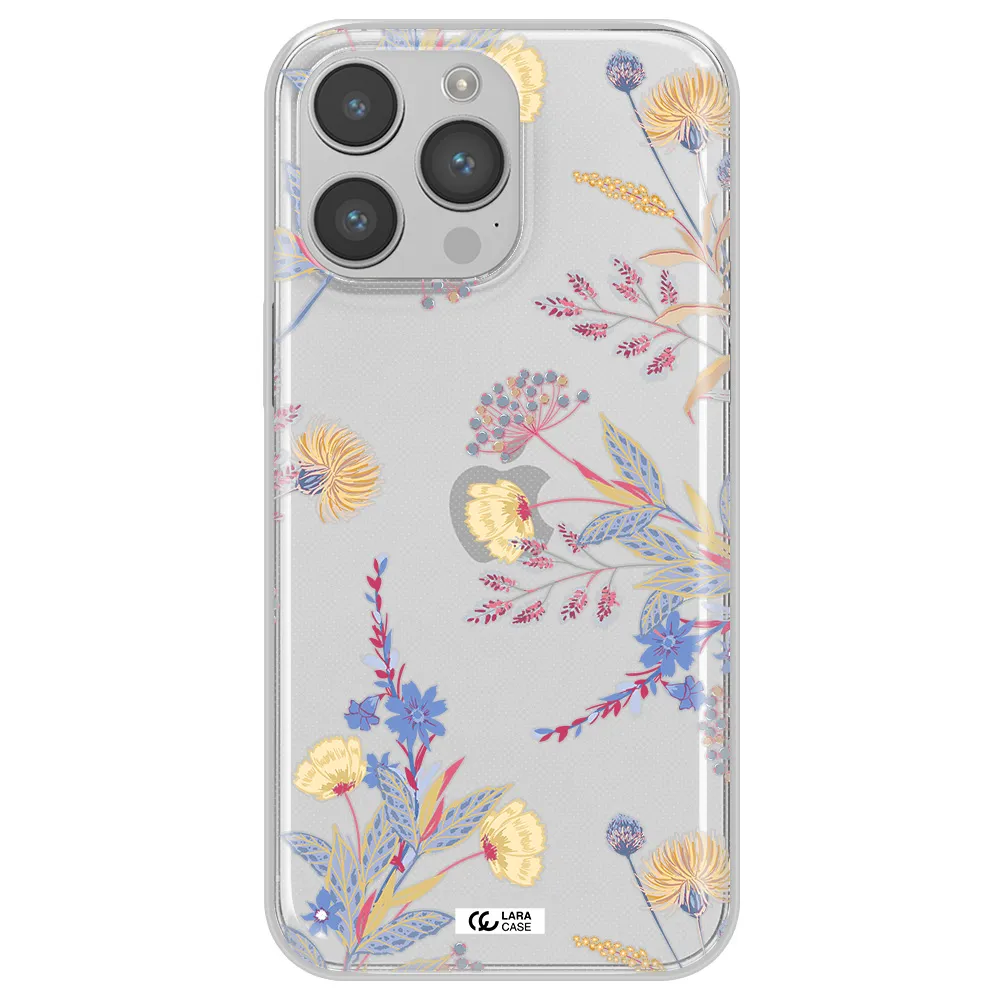 Pastel Fall Flowers Apple iPhone 14 pro Clear TPU Case