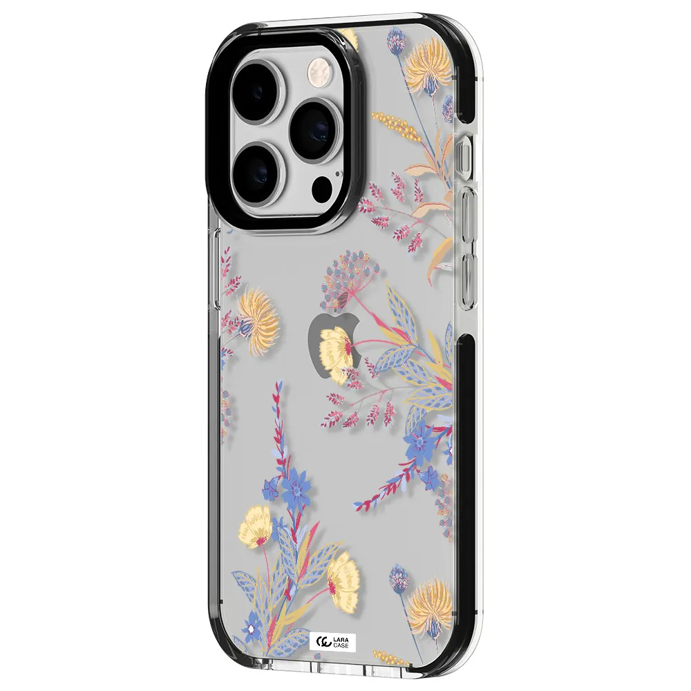 Pastel Fall Flowers Apple iPhone 14 pro impact black border Case