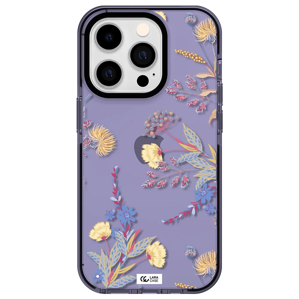 Pastel Fall Flowers Apple iPhone 14 pro impact Lilac Case