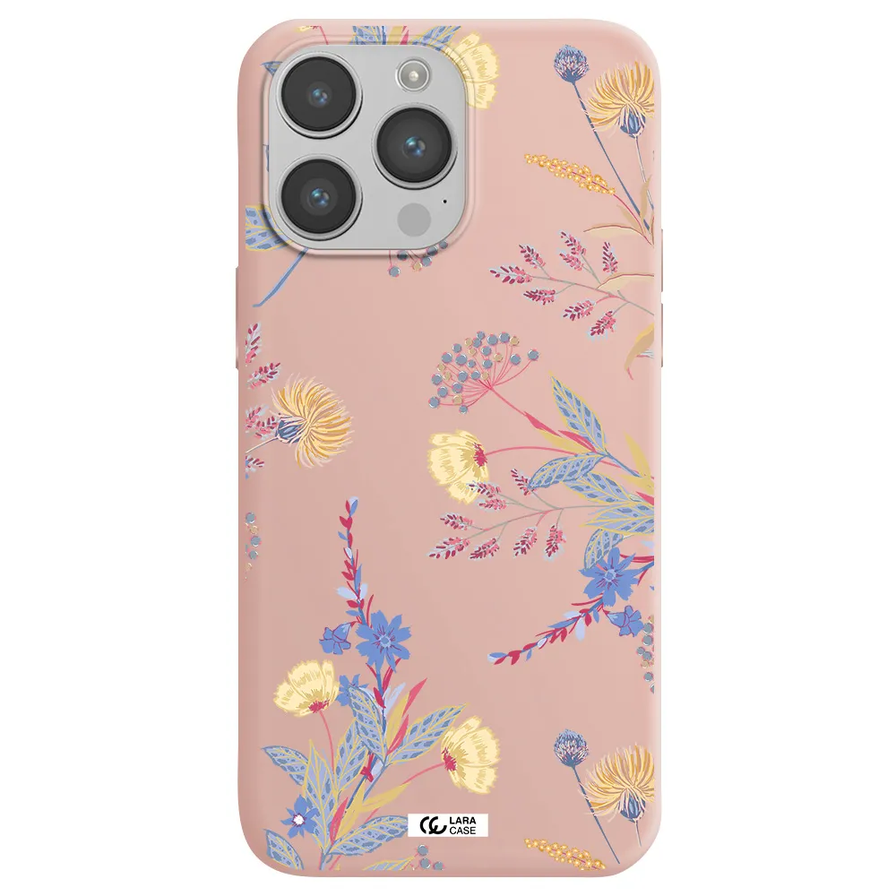 Pastel Fall Flowers Apple iPhone 14 pro max Silicone pastel pink Case