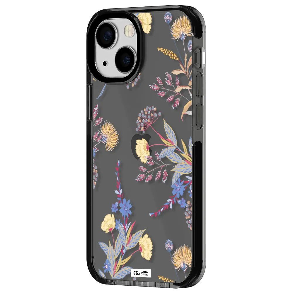 Pastel Fall Flowers Apple iPhone 15 impact Smoke Black Case