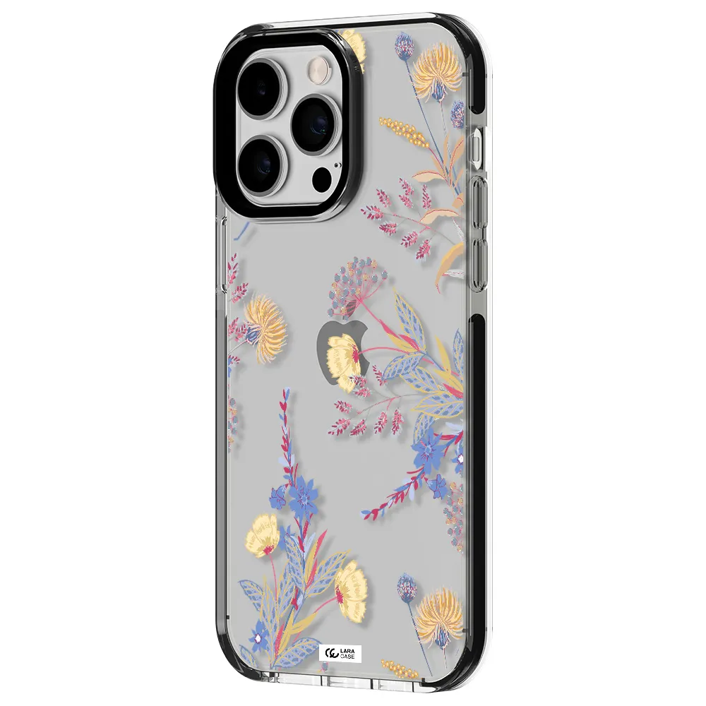 Pastel Fall Flowers Apple iPhone 15 Pro impact black border Case