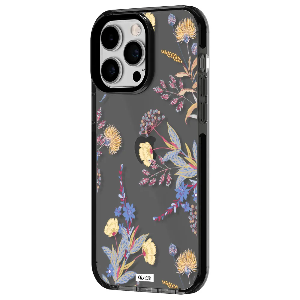 Pastel Fall Flowers Apple iPhone 15 Pro impact Smoke Black Case