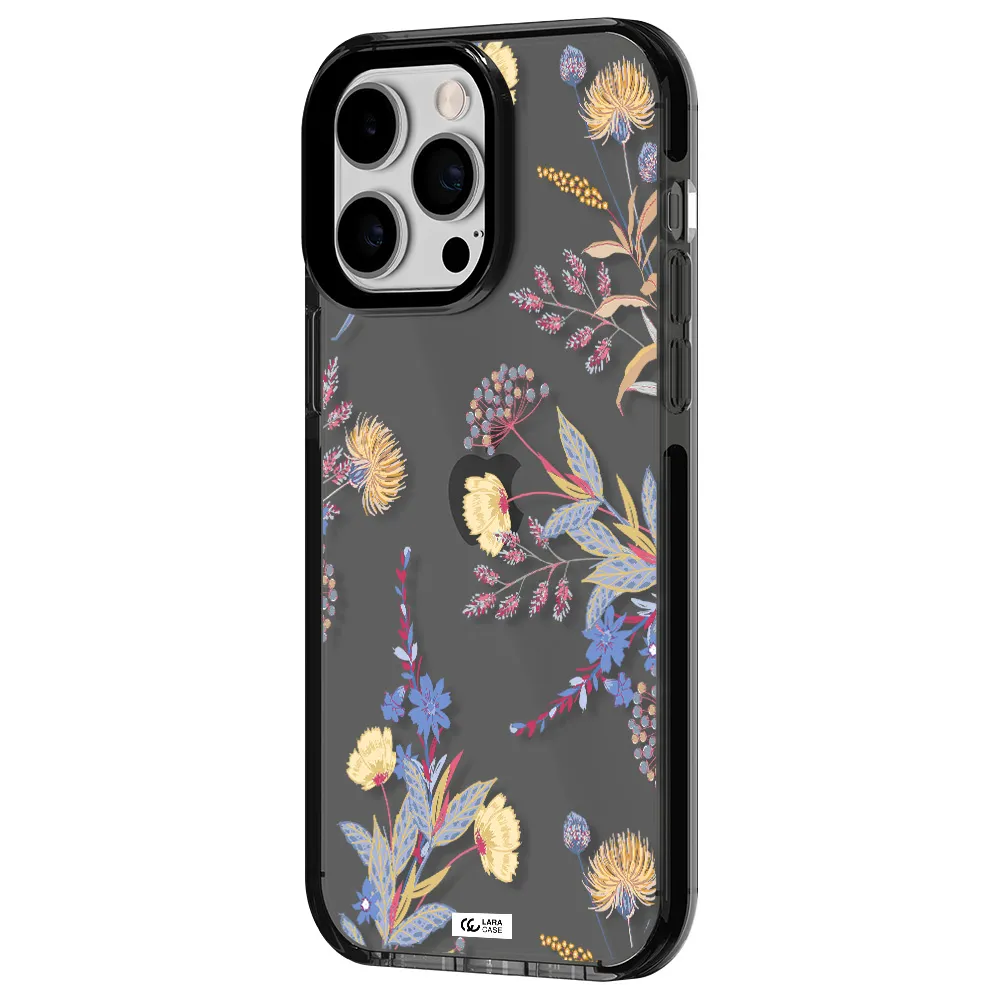 Pastel Fall Flowers Apple iPhone 15 Pro Max impact Smoke Black Case