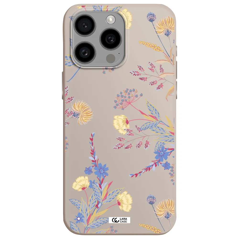 Pastel Fall Flowers Apple Iphone 15 Pro max Silicone Stone Case