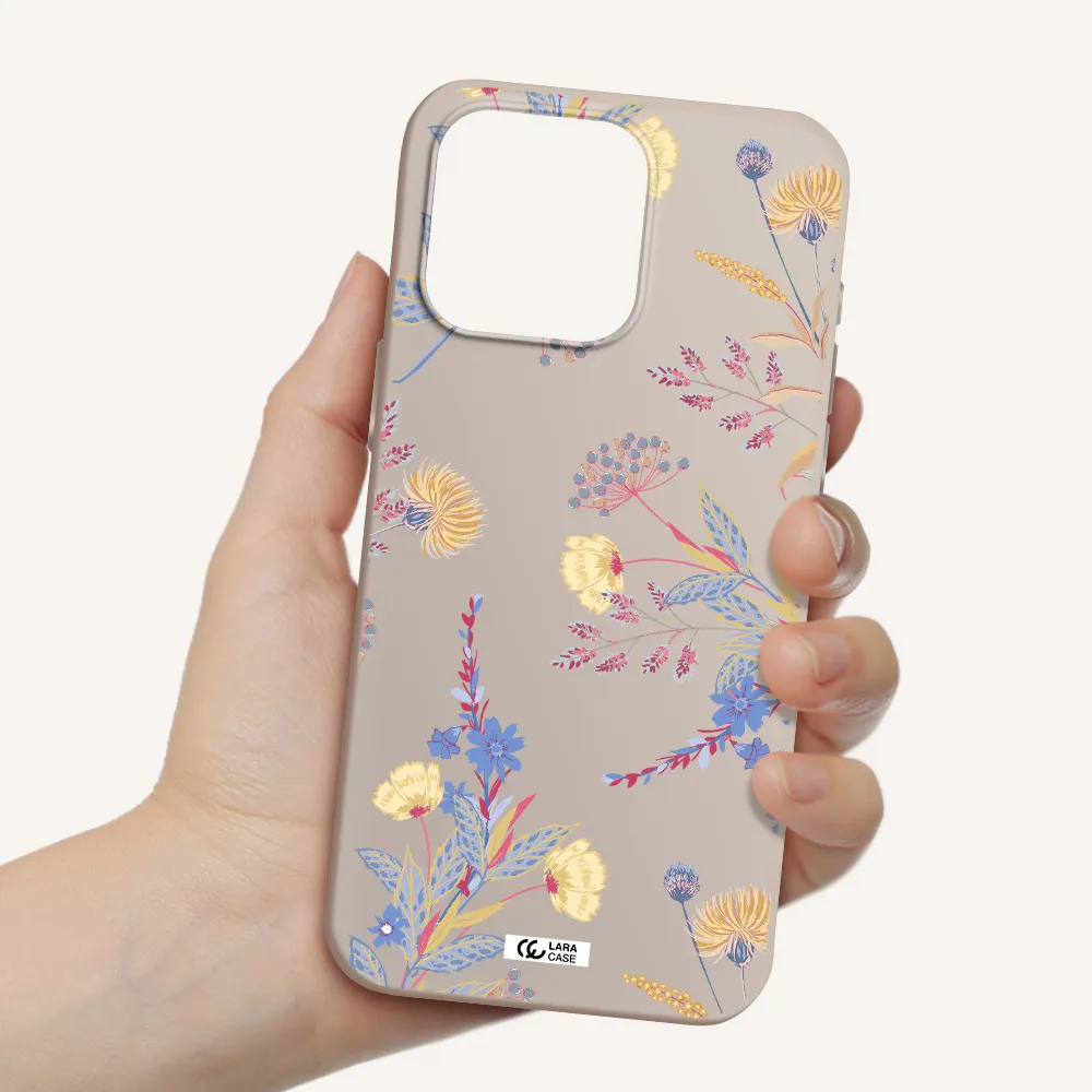 Pastel Fall Flowers Apple Iphone 15 Pro max Silicone Stone Case