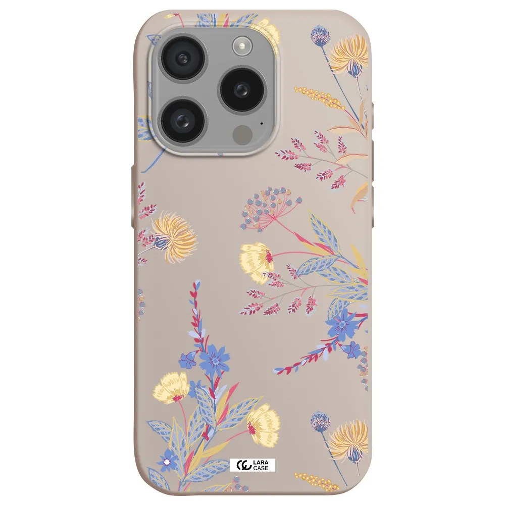 Pastel Fall Flowers Apple Iphone 15 Pro Silicone Stone Case
