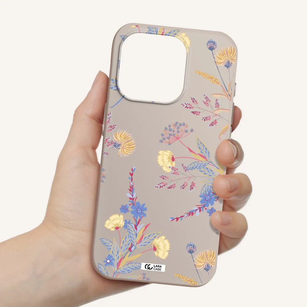 Pastel Fall Flowers Apple Iphone 15 Pro Silicone Stone Case