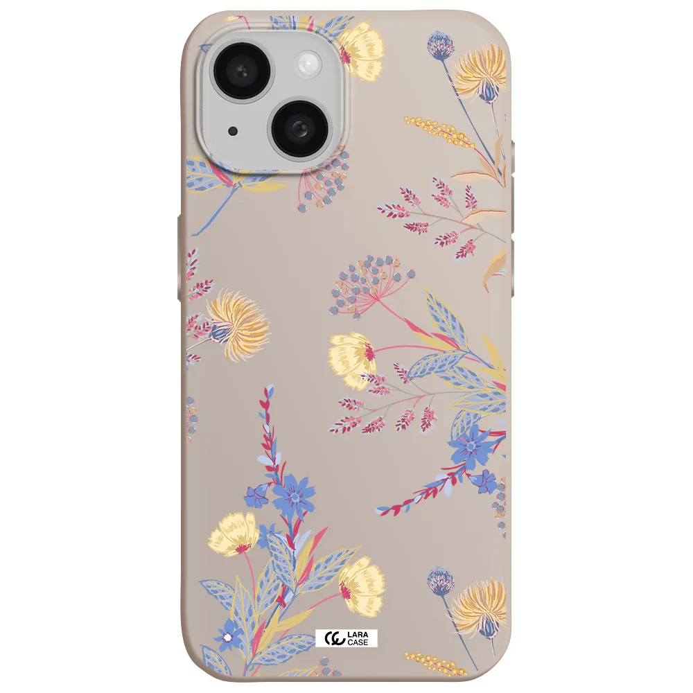 Pastel Fall Flowers Apple iPhone 15 Silicone Stone Case